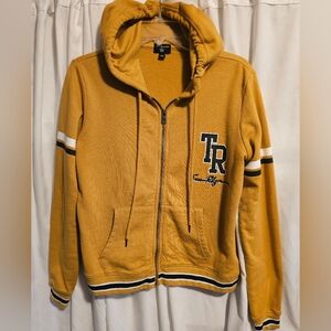 True Religion Mustard Hooded Jacket, Large girls.